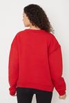 Bisiklet Yaka Sweatshirt-Kırmızı