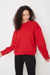 Bisiklet Yaka Sweatshirt-Kırmızı