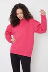 Bisiklet Yaka Sweatshirt-Fuşya