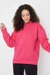 Bisiklet Yaka Sweatshirt-Fuşya