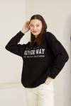 Baskılı Üç İplik Sweatshirt-Siyah