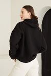 Baskılı Üç İplik Sweatshirt-Siyah