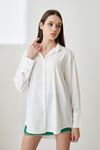Oversize Saten Gömlek-Ekru