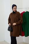 Yırtmaç Detay Cepli Tunik-Kahve