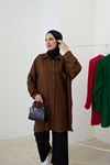 Yırtmaç Detay Cepli Tunik-Kahve
