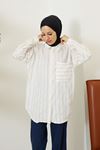 Dikey Çizgili Tunik-Bej