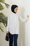 Yatay Çizgili Tunik-Koyu Mavi