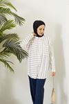 Yatay Çizgili Tunik-Bordo