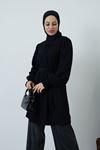 Kol Gipe Yaka Büzgülü Tunik-Siyah