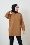 Kapüşonlu Sweatshirt-Taba