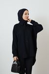 Önü Düğmeli Tunik-Siyah