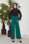 Bel Lastik Detaylı Bol Pantolon-Zümrüt Yeşili