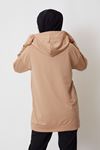 İki İplik Fermuarlı Sweatshirt-Bej