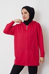İki İplik Fermuarlı Sweatshirt-Fuşya