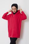 İki İplik Fermuarlı Sweatshirt-Fuşya
