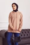 İki İplik Kanguru Cep Sweatshirt-Bej