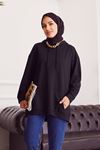 İki İplik Kanguru Cep Sweatshirt-Siyah
