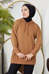 İki İplik Kanguru Cep Sweatshirt-Taba