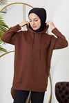 Kapüşonlu Sweatshirt-Kahve