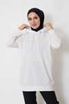 Kapüşonlu Sweatshirt-Ekru