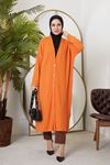 Sac Örgü Uzun Hırka-Oranj