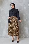 Bel lastikli Piliseli Leopar Etek-Leopar