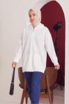 İki İplik Fermuarlı Sweatshirt-Ekru