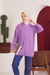 İki İplik Fermuarlı Sweatshirt-Lila