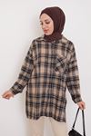 Ön Düğme Ekose Tunik-Vizon