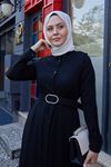 Önü Patlı Elbise-Siyah