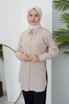 Kol Lastik Yırtmaç Detaylı Tunik-Taş