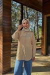 Düğmeli Poplin Gömlek-Bej