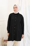 Düğmeli Tunik-Siyah
