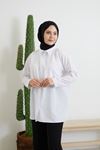 Düğmeli Poplin Gömlek-Beyaz