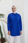 Çift Cep Kapaklı Tunik-Saks