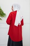 Düğmeli Poplin Gömlek-Kırmızı