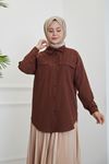 Çift Cep Kapaklı Tunik-Kahve