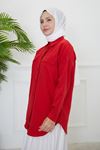 Çift Cep Kapaklı Tunik-Kırmızı
