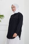 Çift Cep Kapaklı Tunik-Siyah
