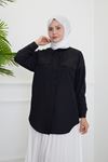 Çift Cep Kapaklı Tunik-Siyah