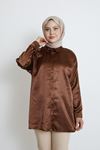 Saten Tunik-Kahve