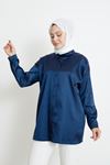 Saten Tunik-Lacivert
