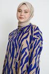 Desenli Keten Gömlek-Saks