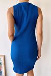 Halter Yaka Elbise-Saks