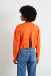 Arkası Yırtmaçlı Örgü Crop-Oranj