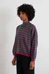 Yarım Balıkçı Çizgili Crop-Fuşya