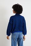 Yarım Balıkçı Çizgili Crop-Saks