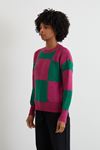 Kare Desen Triko Crop-Fuşya