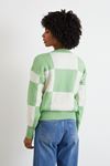 Kare Desen Triko Crop-Mint