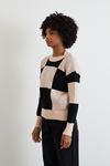 Kare Desen Triko Crop-Pudra